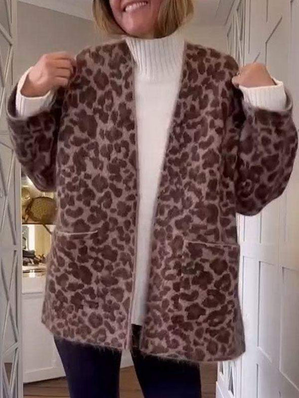 Women's Long Sleeve Leopard Print Cardigan