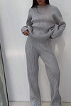 Women's Sweater Knitted Turtleneck Top & Pants Two-piece Set