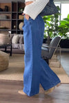 Women's Casual Floor-length Straight Denim Wide-leg Pants