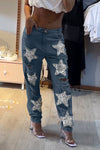 Women's Casual Star-studded Ripped Jeans