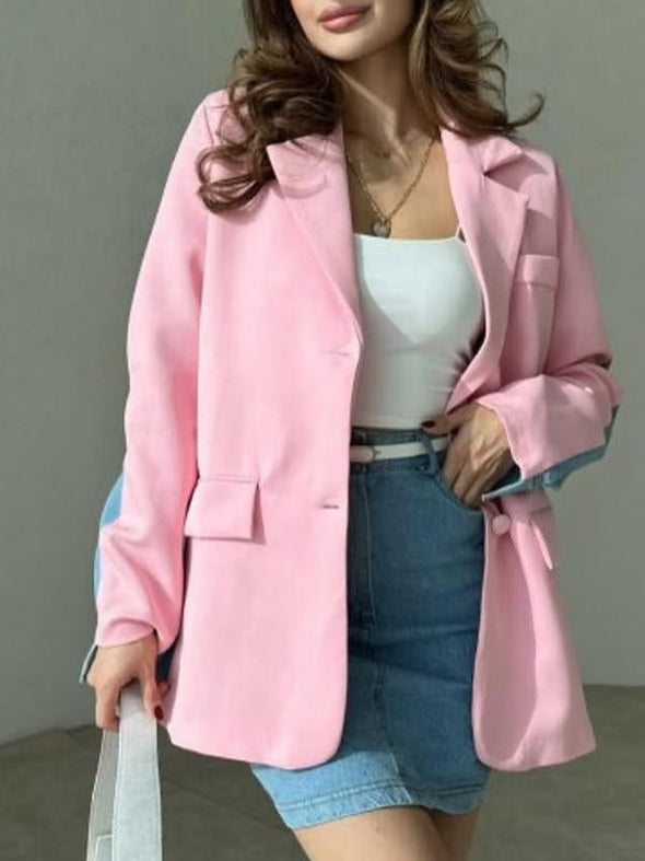 Women's Lapel Stitching Casual Suit Jacket