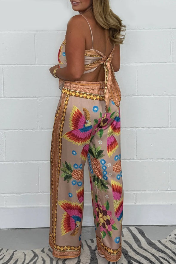 Women's Parrot Print Scarf & Trousers Co-ord