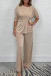 Women's Tie Side Long Sleeve Top And Trouser Co -ord