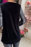 Women's Fashion Sequin Patchwork Velvet V-Neck Top