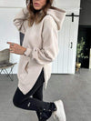 Women's Solid Color Hooded Casual Sweatshirt with Side Zipper