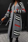 Casual Striped Long Sleeve Sweater Coat