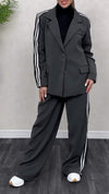 Women's Lapel Striped Casual Suit