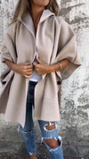 Lapel One-piece Sleeve Shawl Coat