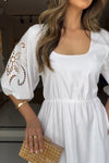 Women's Casual Holiday Style Square Neck Lace Sleeve Dress