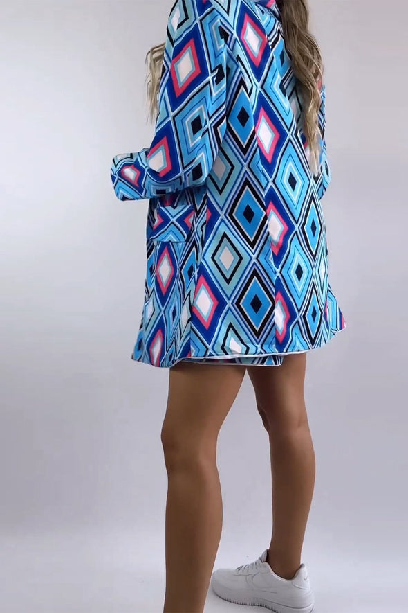 Women's Printed Blazer & Short Two-piece Set