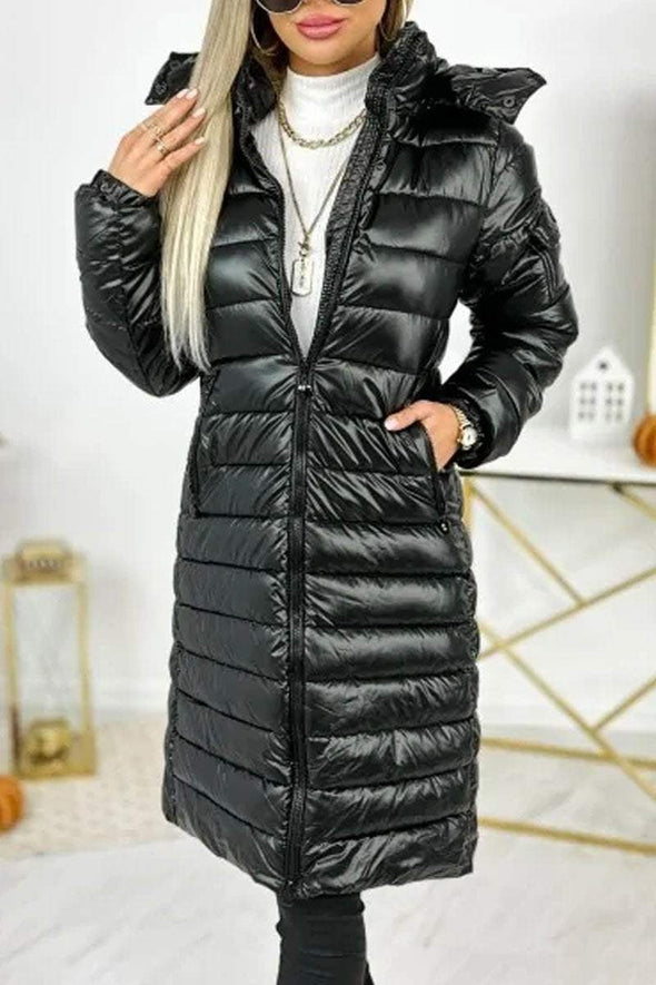 Casual Solid Color Pocket Hooded Jacket