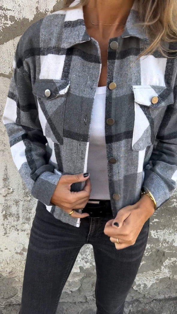 Casual Lapel Plaid Coat