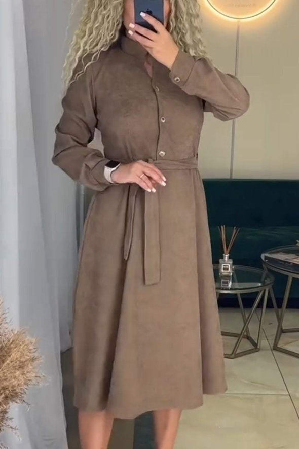 Women's Casual Solid Long Sleeve Dress