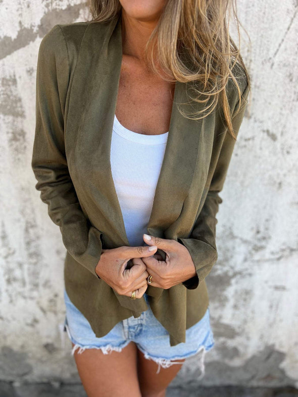 Women's Lapel Solid Color Casual Cardigan