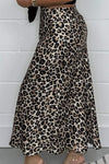 Women's Leopard Print Silk Mix Midi Skirt
