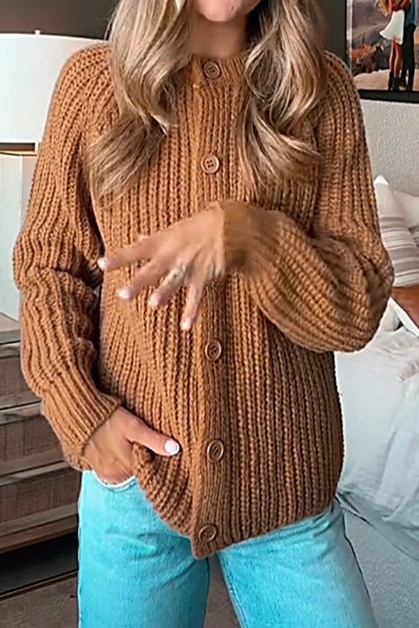 Women's Solid Color Knitted Sweater Cardigan