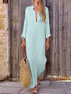 Women's cotton and linen casual straight maxi dress