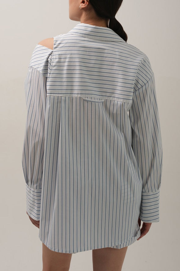 Women's striped off-shoulder shirt