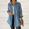 Lapel Single-breasted Denim Jacket with Fringe Design