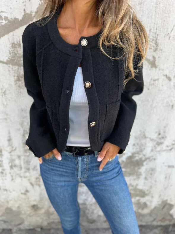 Round Neck Single Breasted Jacket