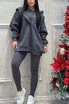 Women's casual sports solid color hooded three-piece set