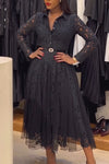 Women's Elegant Sheer Lace Long Sleeve Dress