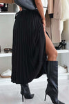 Women's elegant solid color pleated skirt