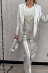 Women's Fashionable Lapel Shiny Two-piece Suit