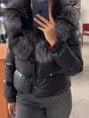 Women's Fur Patchwork Fashionable Short Cotton Coat