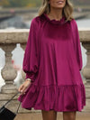 Women's Round Neck Velvet Lantern Sleeve Loose Dress