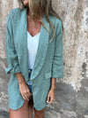 Women's Lapel Cotton and Linen Casual Tops Jacket