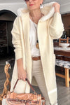 Women's casual loose fur collar knitted mid-length coat