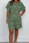 Women's Linen Print Bird Top & Shorts Co-Ord