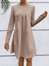 Women's Solid Color Round Neck Diamond Check Dress