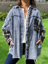 Women's Casual Plaid Patchwork Denim Jacket