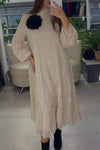 Women's Casual Round Neck Solid Color Chiffon Dress