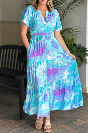 Multicolor Patterned Dress