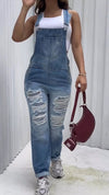 Women's Fashion Casual Ripped Denim Overalls