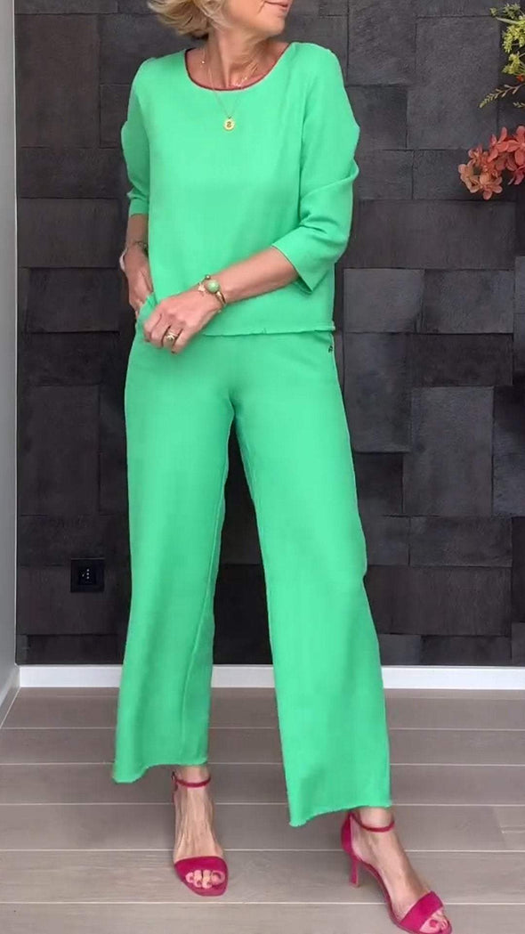 Round Neck Casual Mid-sleeve Two-piece Suit