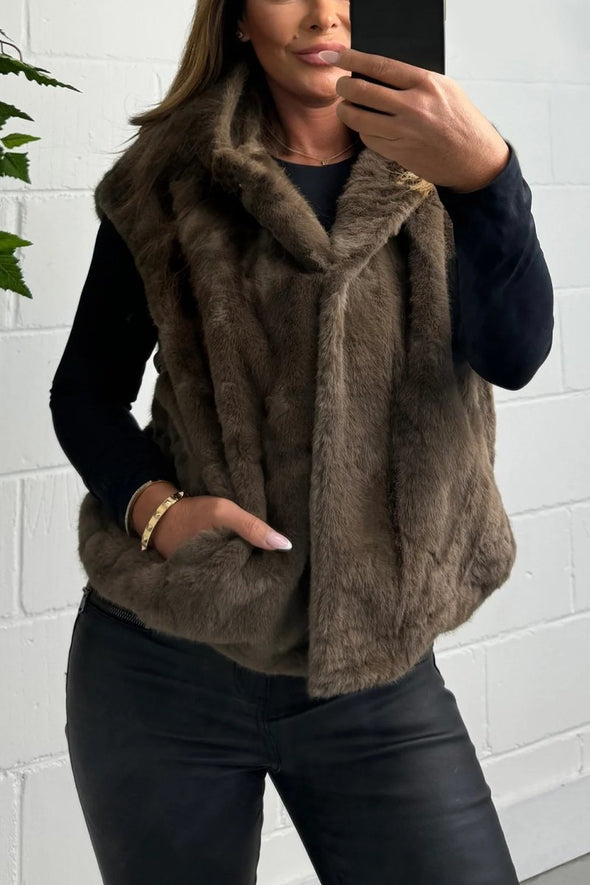 Women's Faux Fur Hooded Gilet