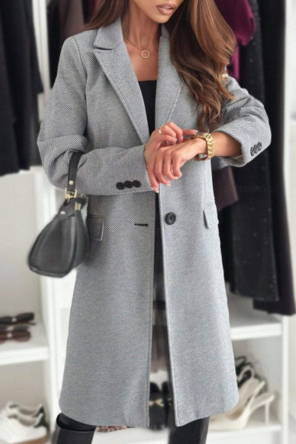 Women's Lapel Woolen Casual Long Coat