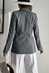 Women's Fashion Solid Color Lapel Asymmetric Placket Suit Jacket