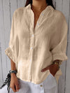 Women's Cotton and Linen Solid Color Casual Shirt