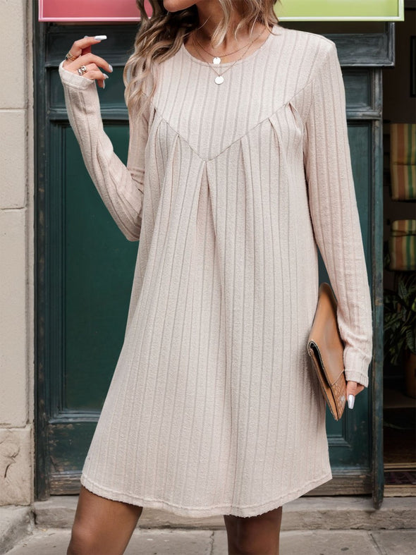 Women's Pitted Long Sleeve Knitted Dress