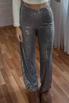 Women's Fashion Casual Sequin Shiny Wide Leg Pants