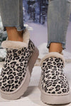 Women's thickened velvet round toe thick sole leopard print snow boots