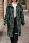 Women's Single-breasted Ethnic Style Printed Plush Long Coat