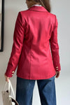 Women's Fashion Solid Color Lapel Asymmetric Placket Suit Jacket