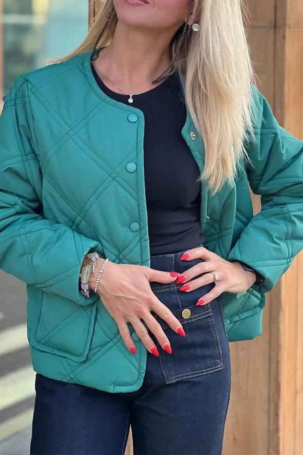 Solid Color Buttoned Casual Pocket Jacket