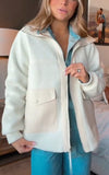 Women's Casual Sherpa Turtleneck Pocket Zip Jacket